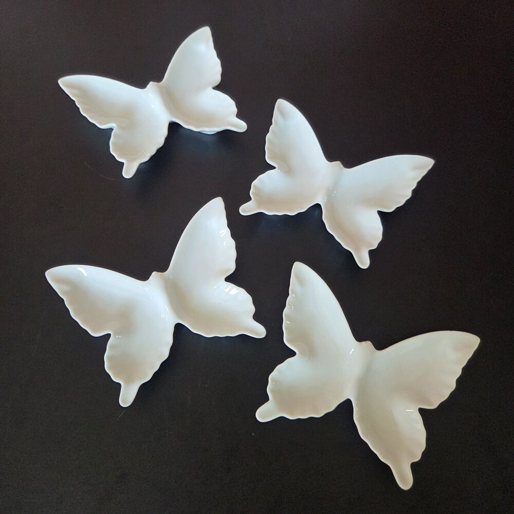 Vintage white Butterfly Trinket Dish Set of 4